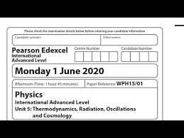 Edexcel October 2020 June 2020 Physics