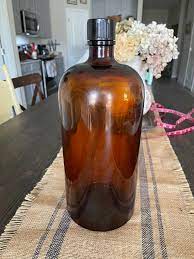 Huge Tall Vintage Heavy Amber Glass