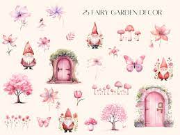Watercolor Fairy Garden Clipart Cute