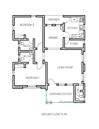 2 Bedroom Bungalow Floor Plan