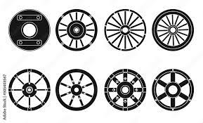 Wooden Wheel Vector Black Set Icon