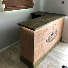 L Shape Medium Wooden Bar With Back