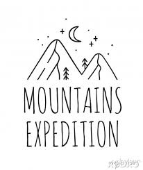 Hand Drawn Mountain Logo Set Ski