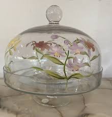 Painted Flower Glass Dome Lid