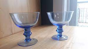 2 Cobalt Blue Glass Dessert Cups