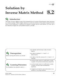 Solution By Inverse Matrix Method