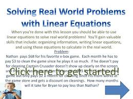 World Problems With Linear Equations