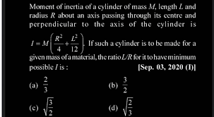 Moment Of Inertia Of A Cylinder Of Mass
