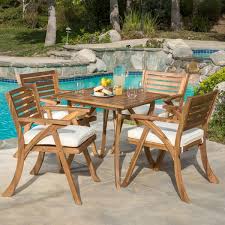 Outdoor Dining Set With Cream Cushions