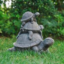 Glitzhome 15 75 In L Mgo Stacked Turtle Garden Statue
