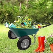 Dual Wheel Wheelbarrow Garden Cart