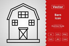 Vector Barn Outline Icon Design Graphic