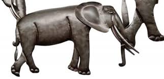 Metal Wall Art Large Elephant Family