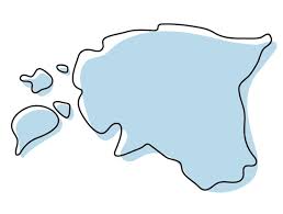 Estonia Icon Blue Sketch Map