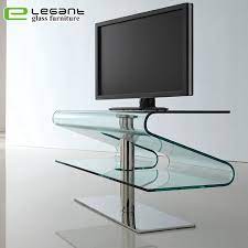 Modern Bent Glass Tv Stand With