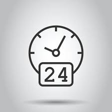 Clock 24 7 Icon In Flat Style Watch