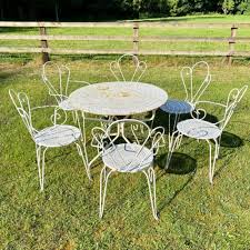 1960 S French Metal Patio Table And Set