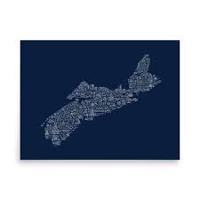 Nova Scotia Print Ns Map Navy Blue Map