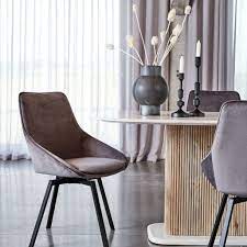 Beckton Grey Velvet Swivel Dining Chair