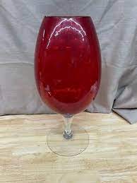 Tall Red Glass Vase Holder Wine Glass