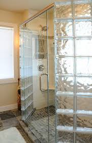 Glass Block Shower With Frameless Door