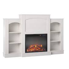 Elk Grove 61 02 In Freestanding Electric Fireplace Mantel With Bookshelves In Ivory Oak