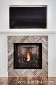 Herringbone Tile Pattern On Fireplace