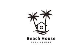 Minimalist Beach House Logo Design Icon