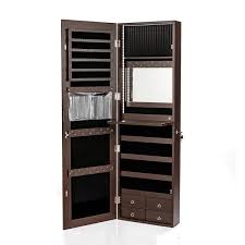 Gymax Brown Mirror Jewelry Cabinet 96