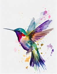 Whimsical Hummingbird Watercolor Print