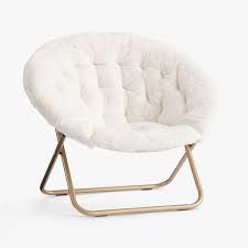 Ivory Polar Bear Faux Fur Round Chair
