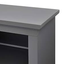 80 In Grey Transitional Wood And Glass Door Tv Stand With Cable Manag