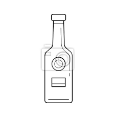 Beer Bottle Line Icon Isolated On White