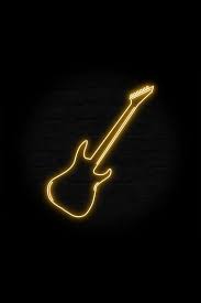 Yellow Gold Retro Neon Glowing Guitar