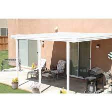 12 Ft X 10 Ft White Aluminum Frame Patio Cover 3 Posts 20 Lbs Snow Load