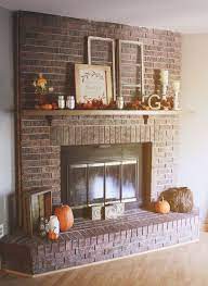 Fall Red Brick Fireplace Mantel Decor