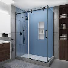 Aston Sen979ez Uc 563280 R Langham Xl 80 High X 56 Wide X 32 Deep Sliding Frameless Shower Enclosure With Clear Glass Matte Black Showers Shower