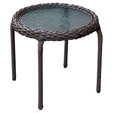Outdoor Wicker End Table Brown