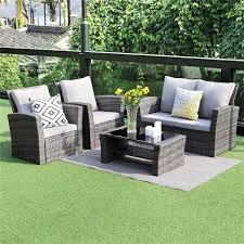 Sunvivi 4 Piece Pe Rattan Wicker