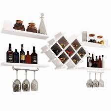 White Wall Mounted Wine Rack Bottle