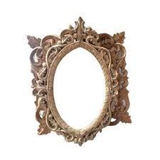 Brown Antique Wooden Glass Mirror Frame