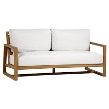 Natural Teak White Cushion Outdoor Sofa