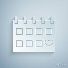 Paper Cut Calendar With Heart Icon