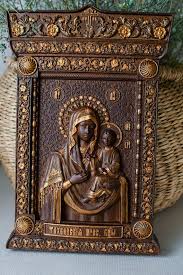 Virgin Mary Modern Wooden Carved Wall