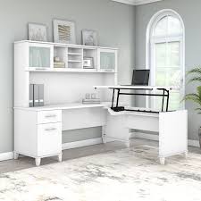 Sit To Stand L Shaped Desk With Hutch