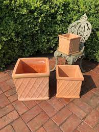 Square Lattice Terracotta Garden Pots