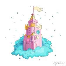 Cartoon Medieval Fun Pink Castle With