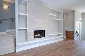 Living Room With A Tile Fireplace Ideas