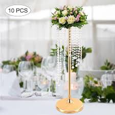 Yiyibyus Gold 10 Pcs Crystal Metal Vase