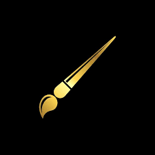 Gold Color Paint Brush Icon Vector Template